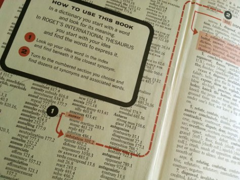 My Roget's Theasaurus, yellowed, stained and falling apart