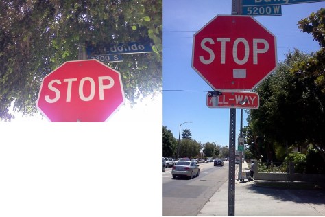A pair of stop signs from Pete G's neighborhood