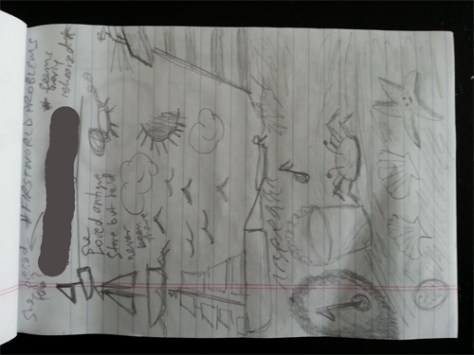 A page of  "notes" from the afternoon of day 2 (with the witness's name redacted).